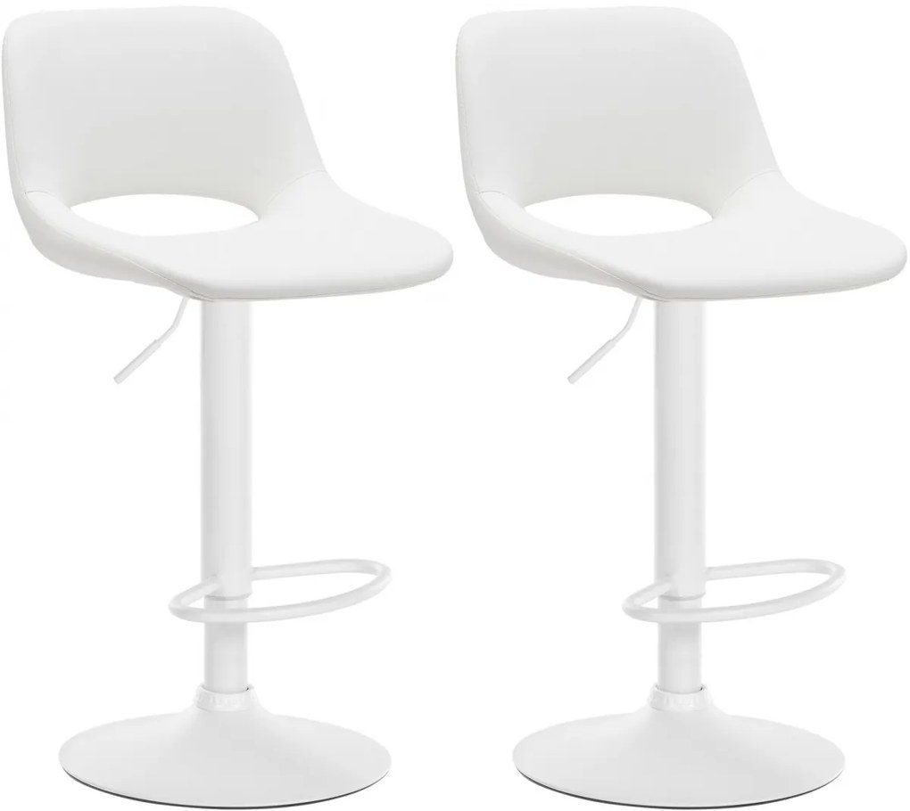 Design-Shop 2x Barová stolička Camden - koženka, biely rám - Biela