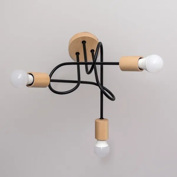 Prisadený luster OXFORD 3xE27/15W/230V borovica/čierna