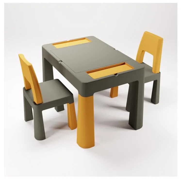 TEGA BABY - Detský stolík so stoličkami sivá/žltá