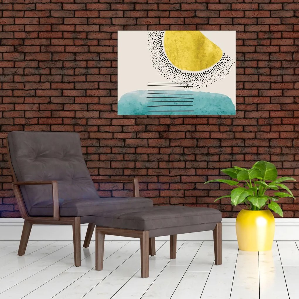 Sklenený obraz - Abstraktná maľba pláže N⁰2 (70x50 cm)