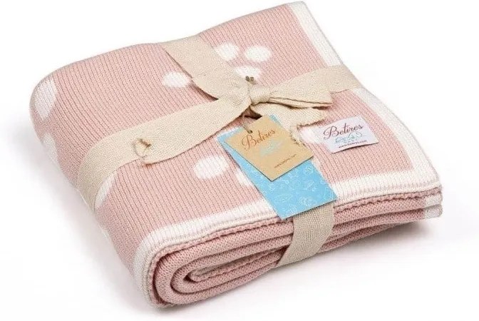 Ružová bavlnená detská deka Baby Ecru Paws, 90 × 90 cm