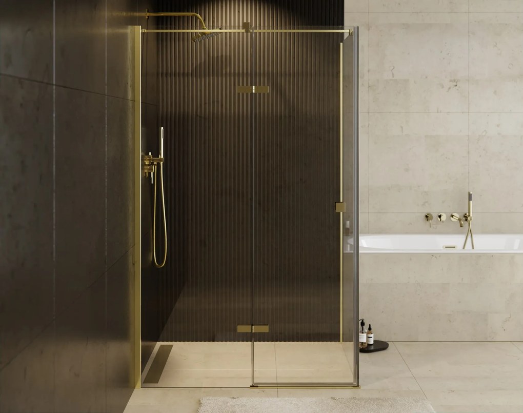 Besco Obdĺžnikový sprchový kút PIXA GOLD R 100x80 (100x90, 120x80, 120x90), výška 195 cm - bez vaničky BESCO-Rozmery: 120x80, BESCO-Orientácia: Pravá