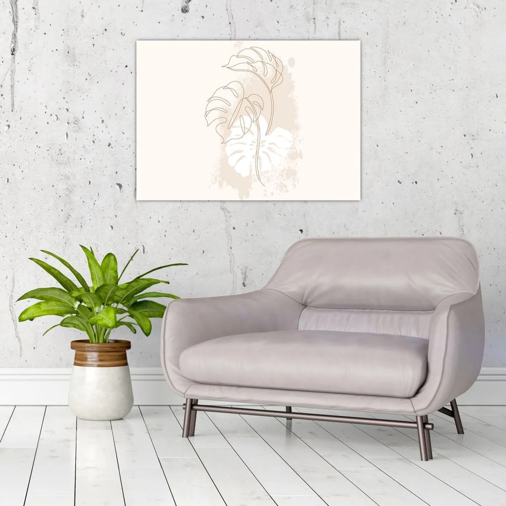 Obraz - Line art monstera N⁰1 (70x50 cm)