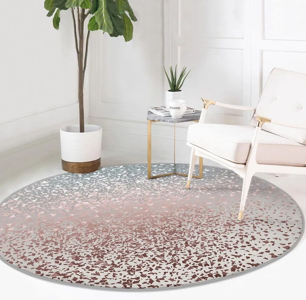 Prateľný okrúhly koberec v sivo-medenej farbe vhodný pre robotické vysávače ø 80 cm Comfort – Mila Home