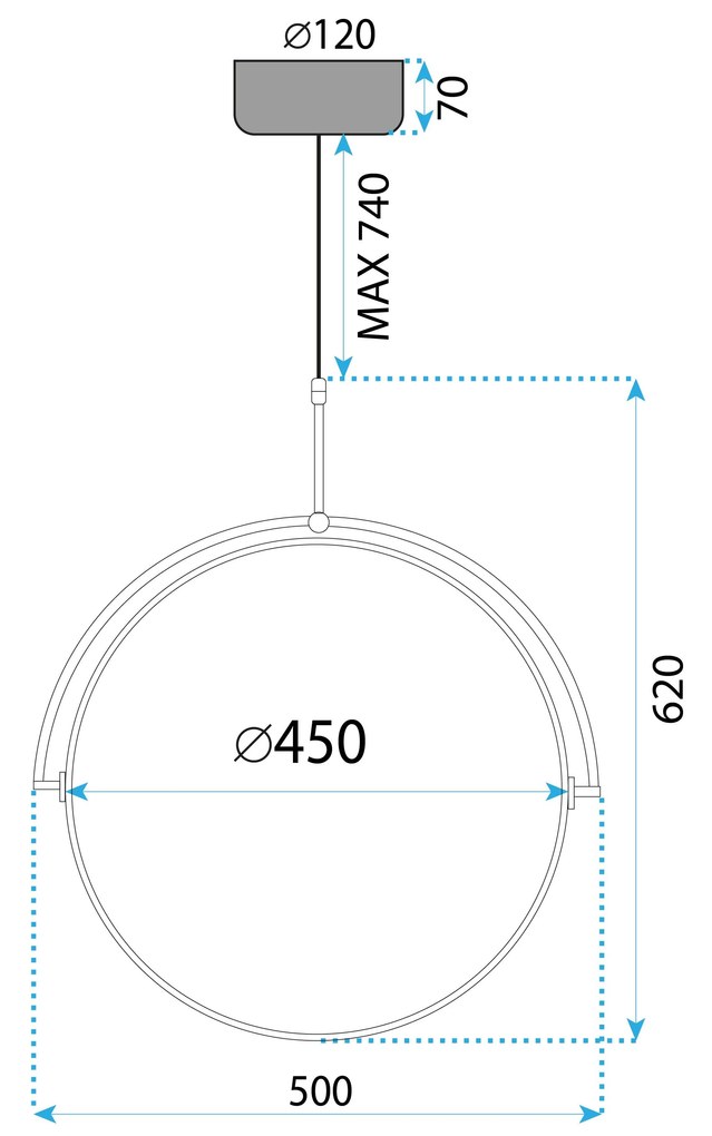 Toolight Toolight, LED stropné svietidlo 50cm APP1427-C, čierna, OSW-06642