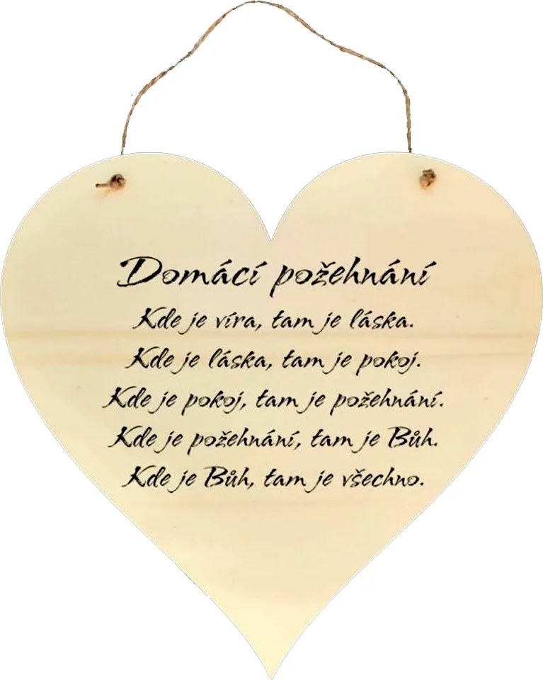 AMADEA Drevené srdce s textom Domáce požehnanie..., 21 x 20 cm