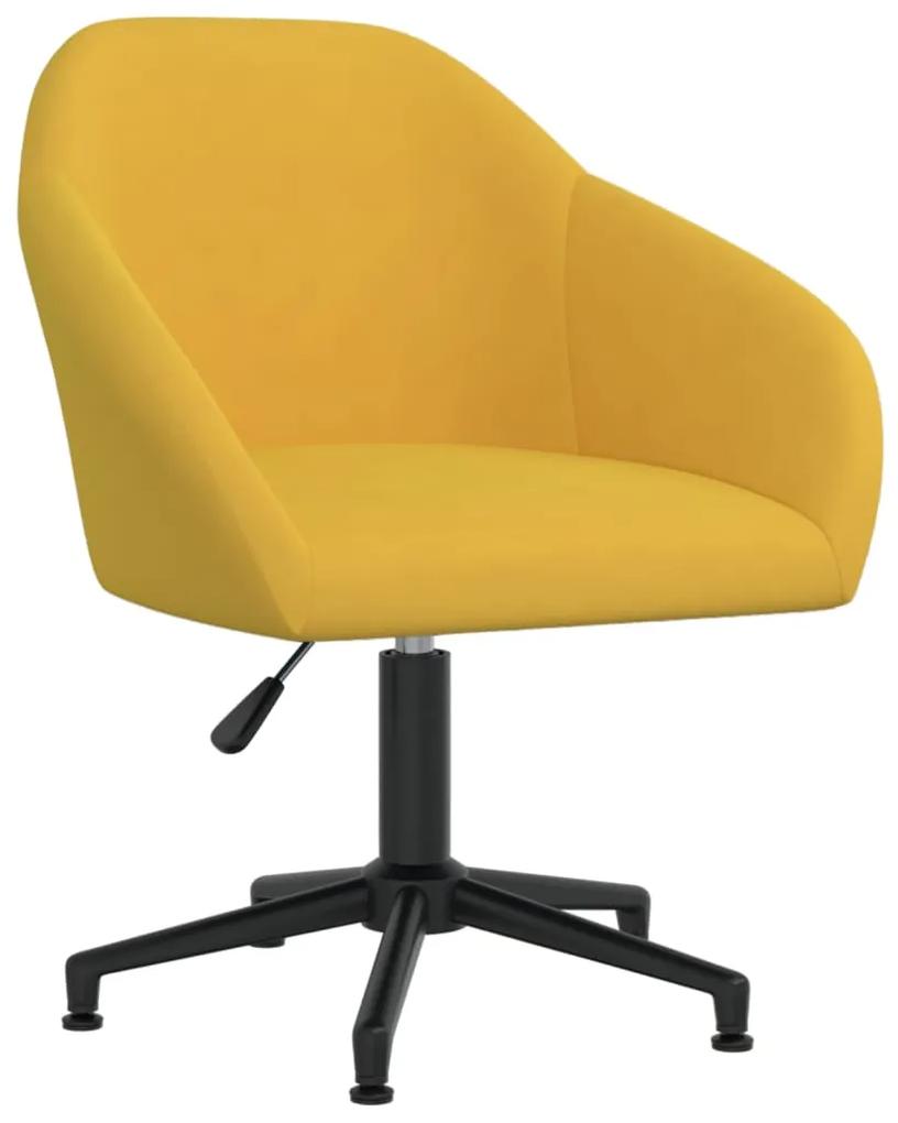 vidaXL Otočná jedálenská stolička žltá zamatová