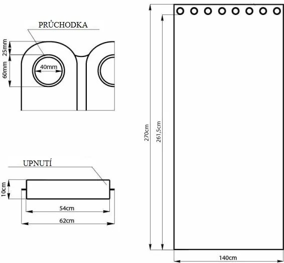Záves AmeliaHome Velvet s priechodkami 140x270 cm krémový