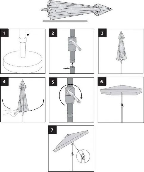 Záhradný slnečník 200 X 130 cm SPRINGOS GU0039 - ecru