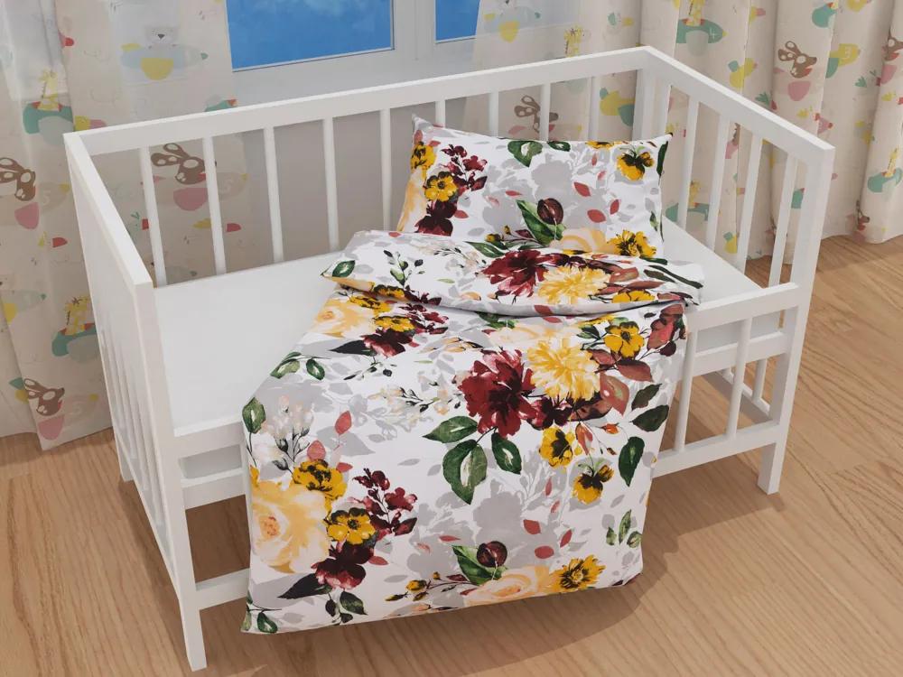 Biante Detské bavlnené posteľné obliečky do postieľky Sandra SA-217 Veľké žlté kvety Do postieľky 90x140 a 40x60 cm