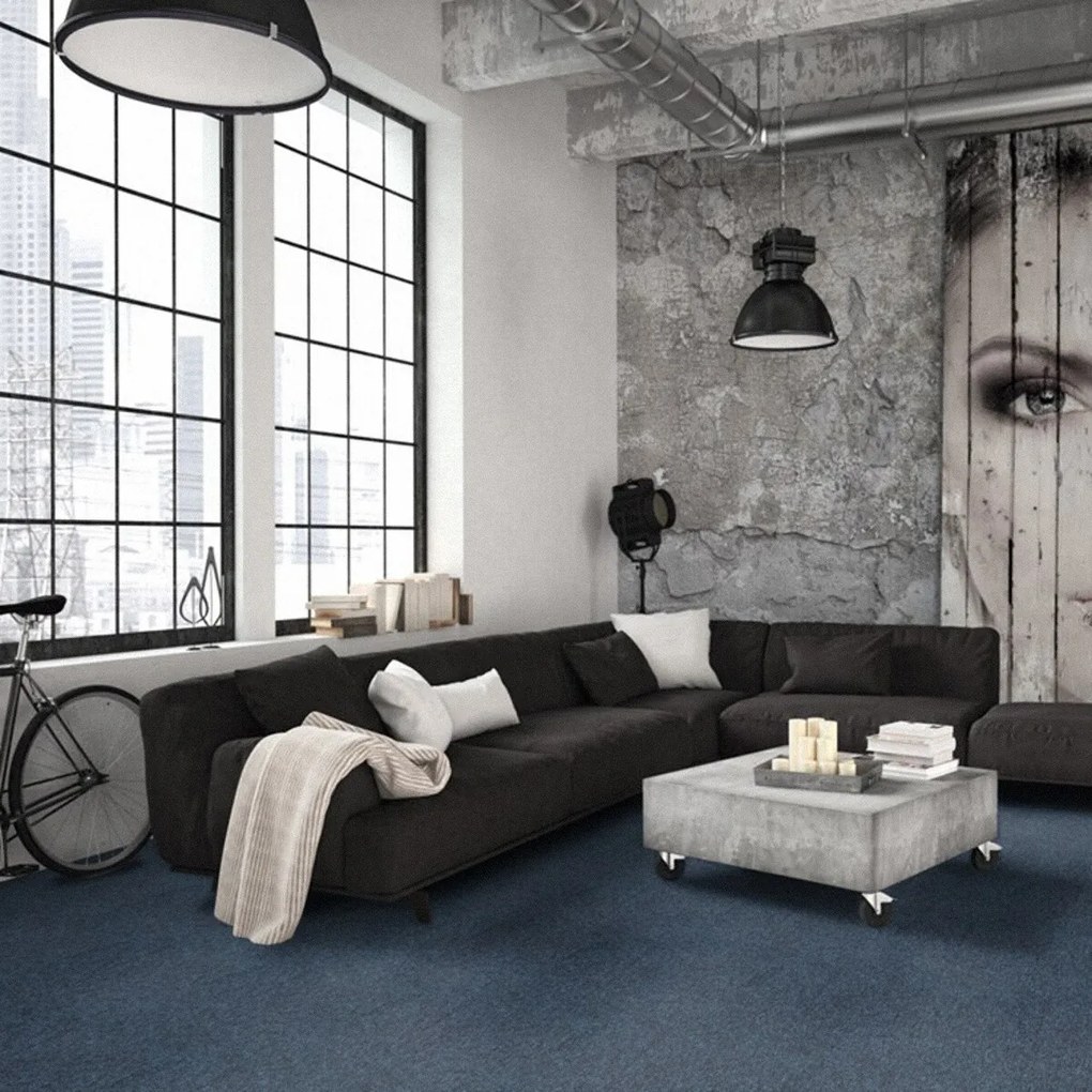 Balta, Kobercový štvorec Sonar 4483 tmavomodrý 50 x 50 cm, chodba / predsieň