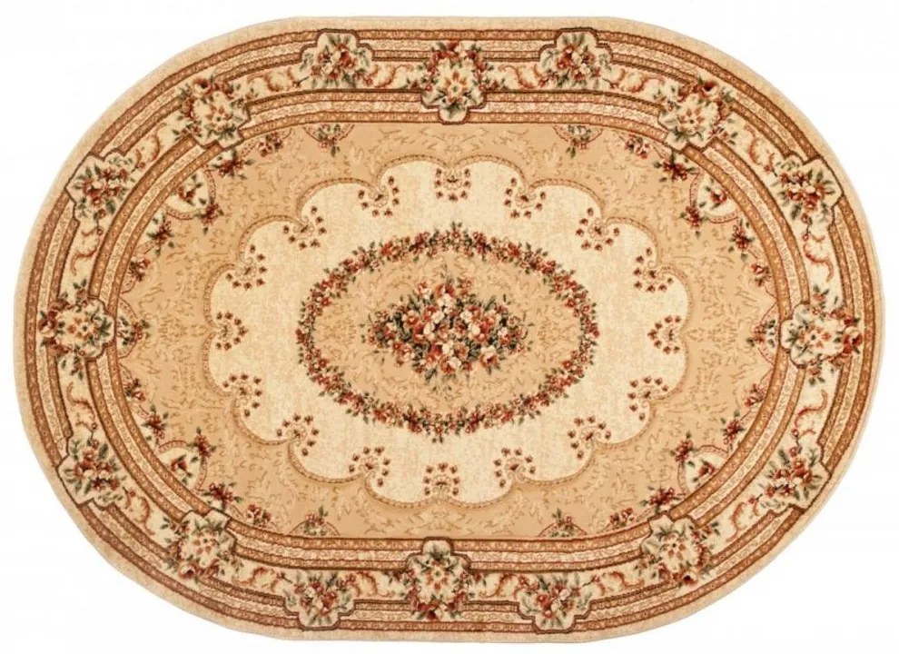 Kusový koberec klasický vzor béžový ovál 60x100cm