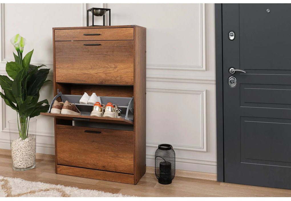 Botník (skrinka na topánky) Butoti 6 (orech oslo). Akcia -19%. Vlastná spoľahlivá doprava až k Vám domov. 1094668