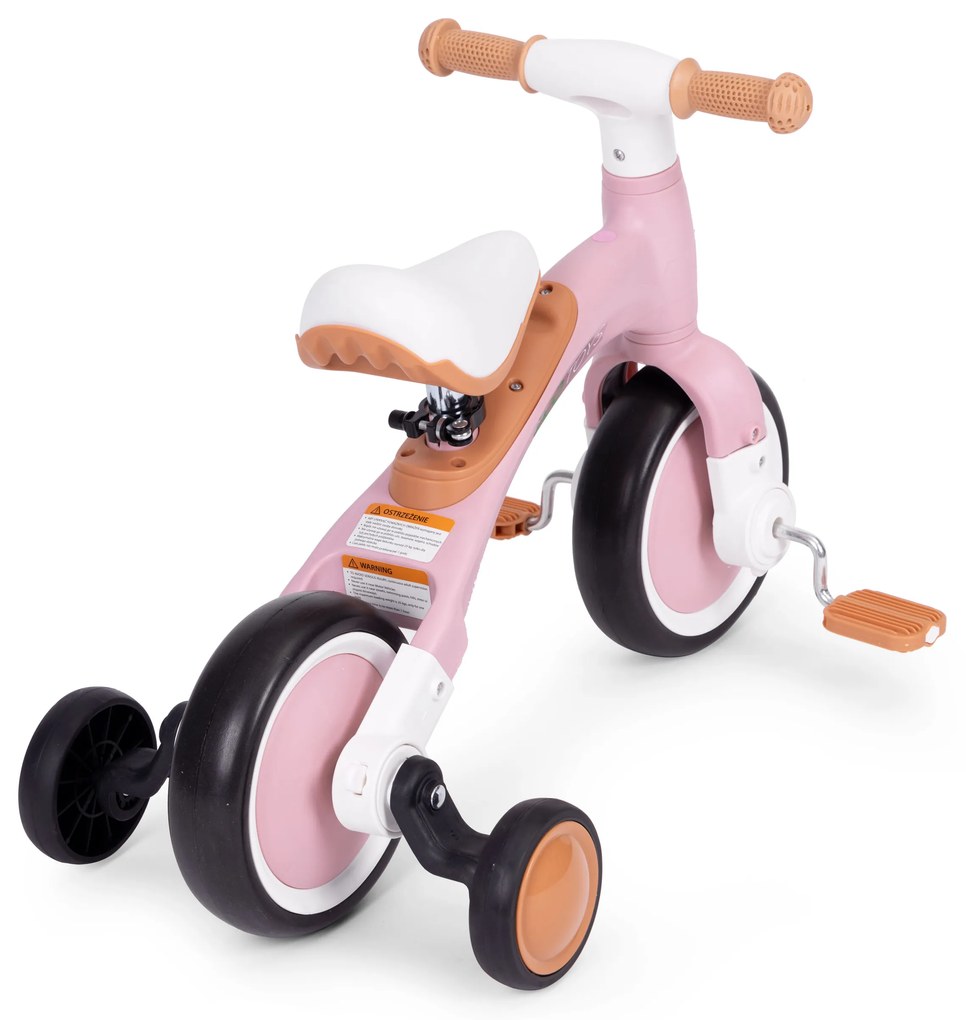 Odrážadlo/ Balančný bicykel s pedálmi 3v1 ružové, ECOTOYS