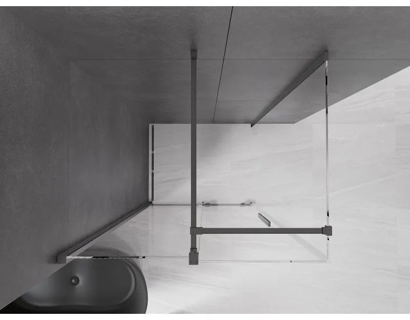 Mexen Velar, sprchový kút s posuvnými dverami 120(dvere) x 75(stena) cm, 8mm číre sklo, grafitová matná, 871-120-075-01-66