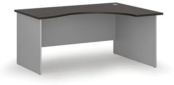 Ergonomický kancelársky pracovný stôl PRIMO GRAY, 1600 x 1200 mm, pravý, sivá/wenge