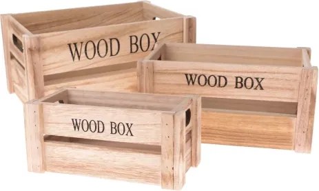 Sada úložných boxov (3 ks) prírodné drevo%