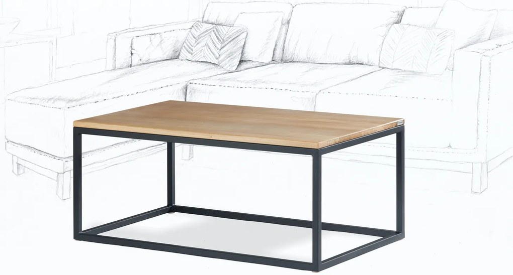 Wooded Konferenční stolek Calgary z masivu DUB Barva kovu: Černá