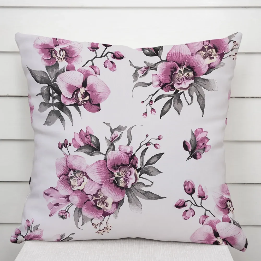 Biante Bavlnená obliečka na vankúš Sandra SA-623 Lila orchidey na bielom 40 x 60 cm