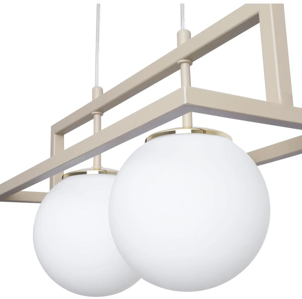 Závesné svietidlo Florence, 2x biele sklenené tienidlo, be/g