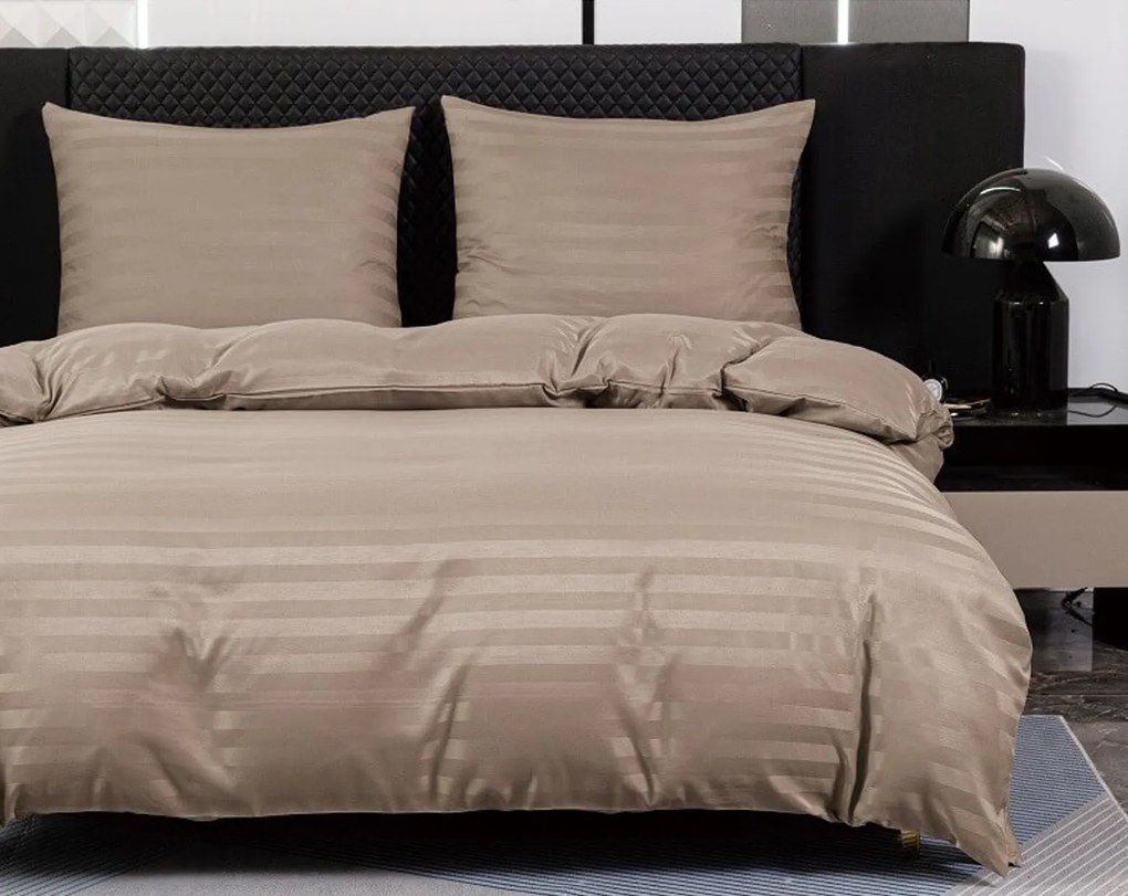 Hotelové obliečky z mikrovlákna JASMINE béžové - prúžok 2 cm Rozmer obliečky: 2 ks 70 x 90 cm | 200 x 220 cm