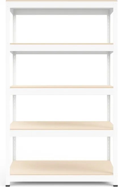 Regál 180x90x30 cm lakovaný 5-policový, nosnosť 875 kg - biely