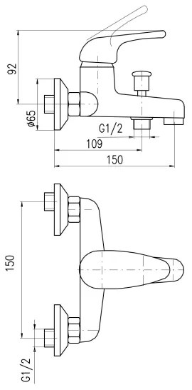 RAV Slezák SA054.5 - Vaňová batéria SAZAVA lesklý chróm
