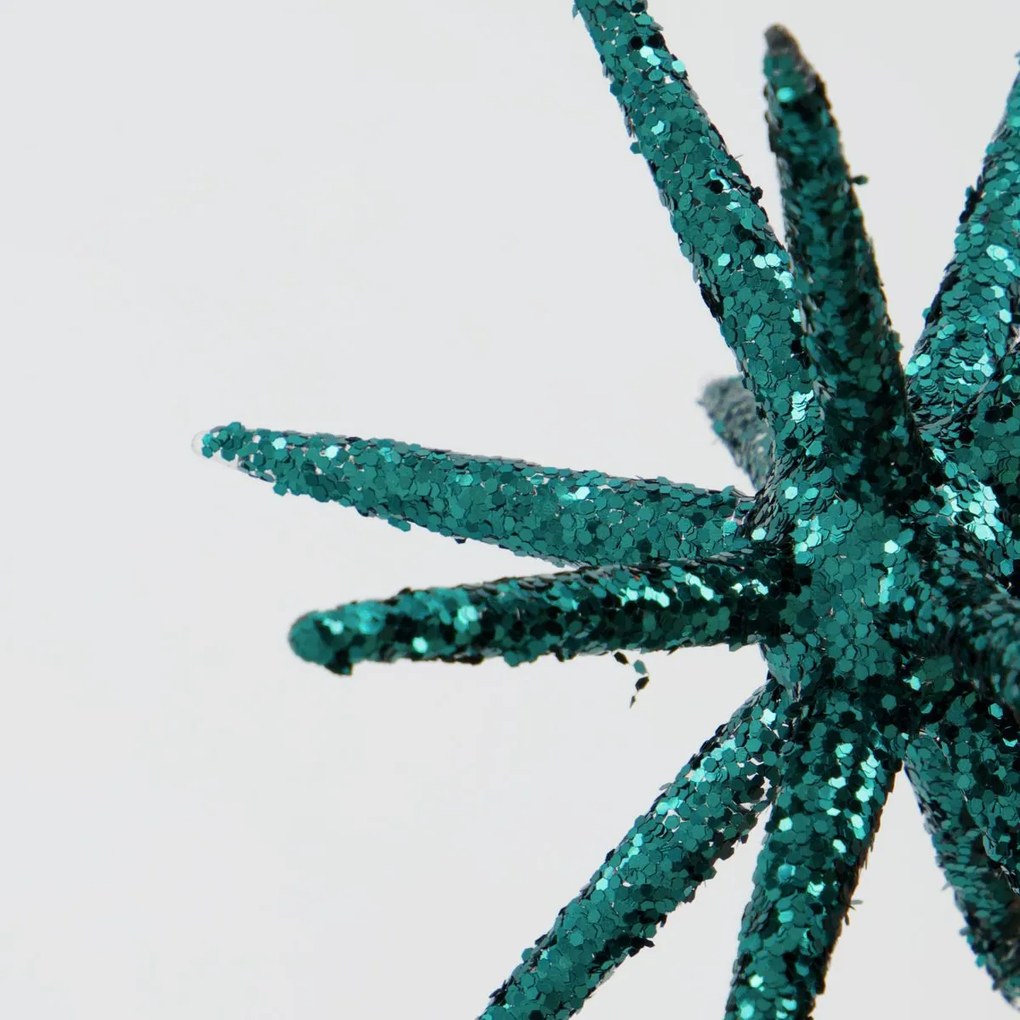 House Doctor Sklenená vianočná ozdoba Spike Green Glitter 12 cm