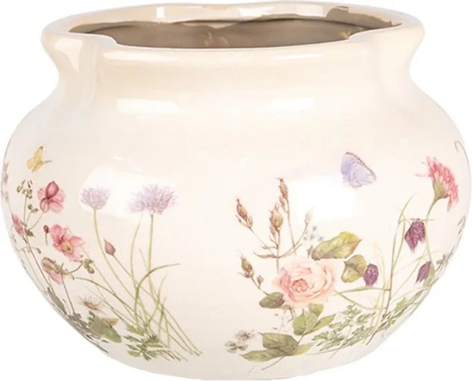 Keramický obal na kvetináč s lúčnymi kvetmi Flowers of Love M - Ø 20*14 cm