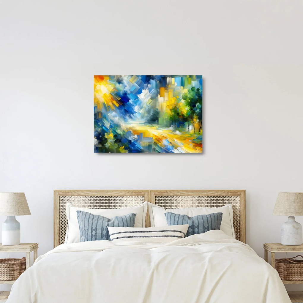 Sklenený obraz - Abstraktný slnečný deň (70x50 cm)