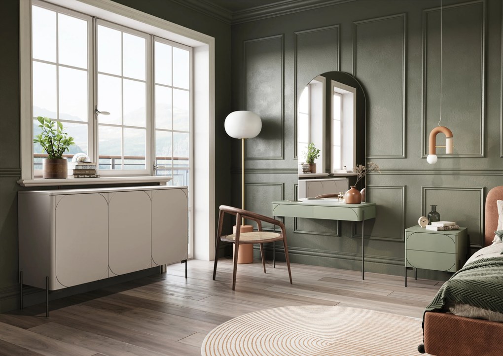 Komoda Sonatia 150 cm - kašmírová / čierna