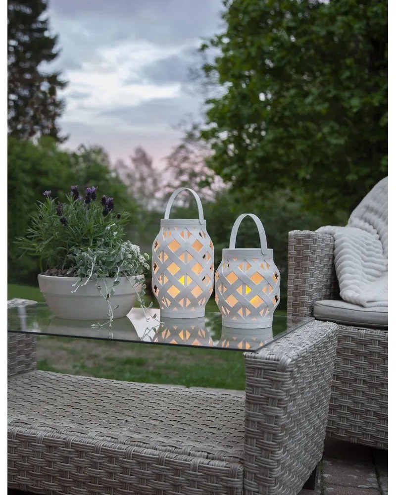 Biely lampáš Star Trading Flame Lantern, výška 16 cm