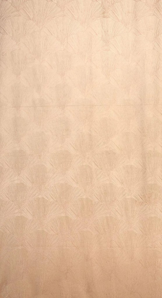Béžový zamatový záves na krúžkoch GOJA s leskou potlačou 140x250 cm