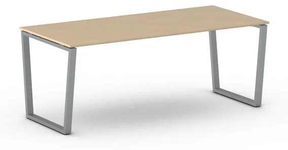 Kancelársky stôl PRIMO IMPRESS, sivostrieborná podnož, 2000 x 900 mm, čerešňa