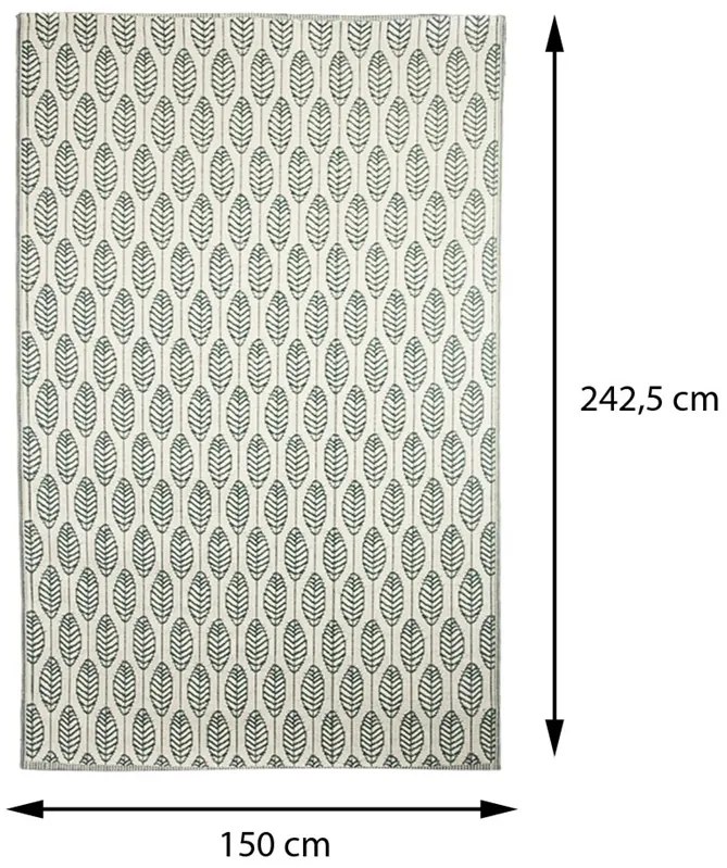 Esschert Design Koberec Leafs, 150x242,5 cm, zelená