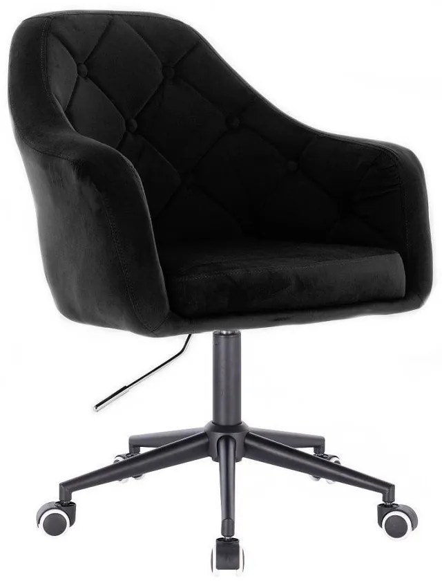 LuxuryForm DESIGN Kreslo ANDORA VELUR na čiernej podstave s kolieskami - čierne