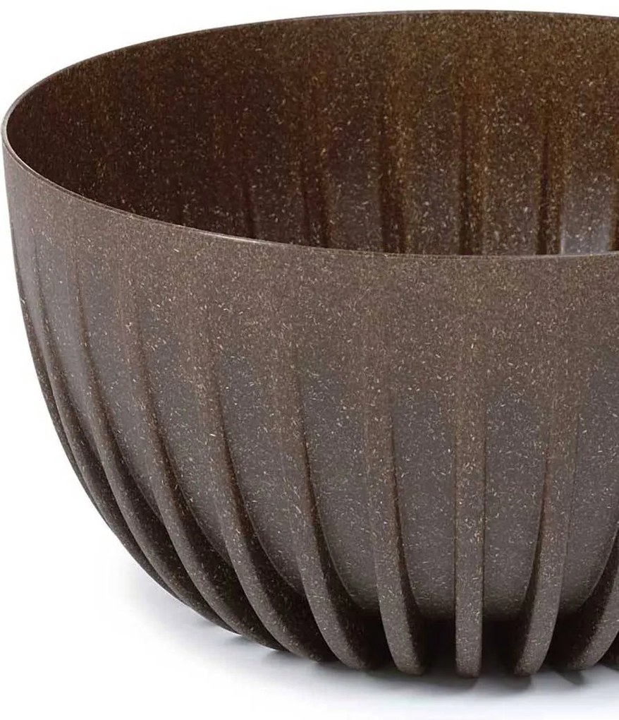 PLASTOVÝ KVETINÁČ STRIPPED ECO 14X24 CM TMAVOHNEDÁ