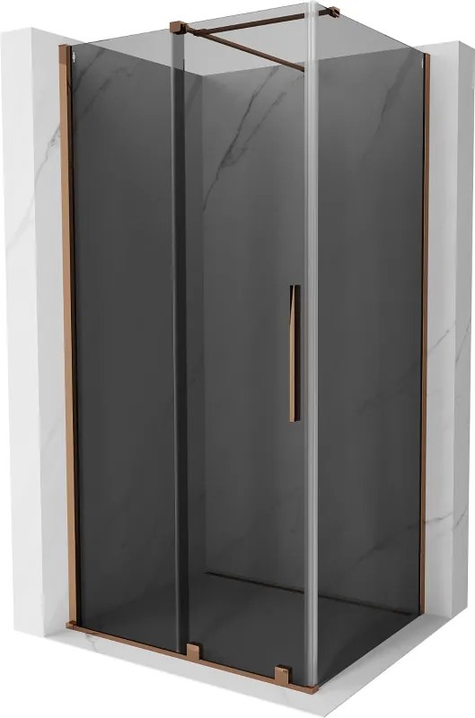 Mexen Velar, sprchový kút s posuvnými dverami 100 x 90 cm, 8mm šedé sklo, ružové zlato, 871-100-090-41-60