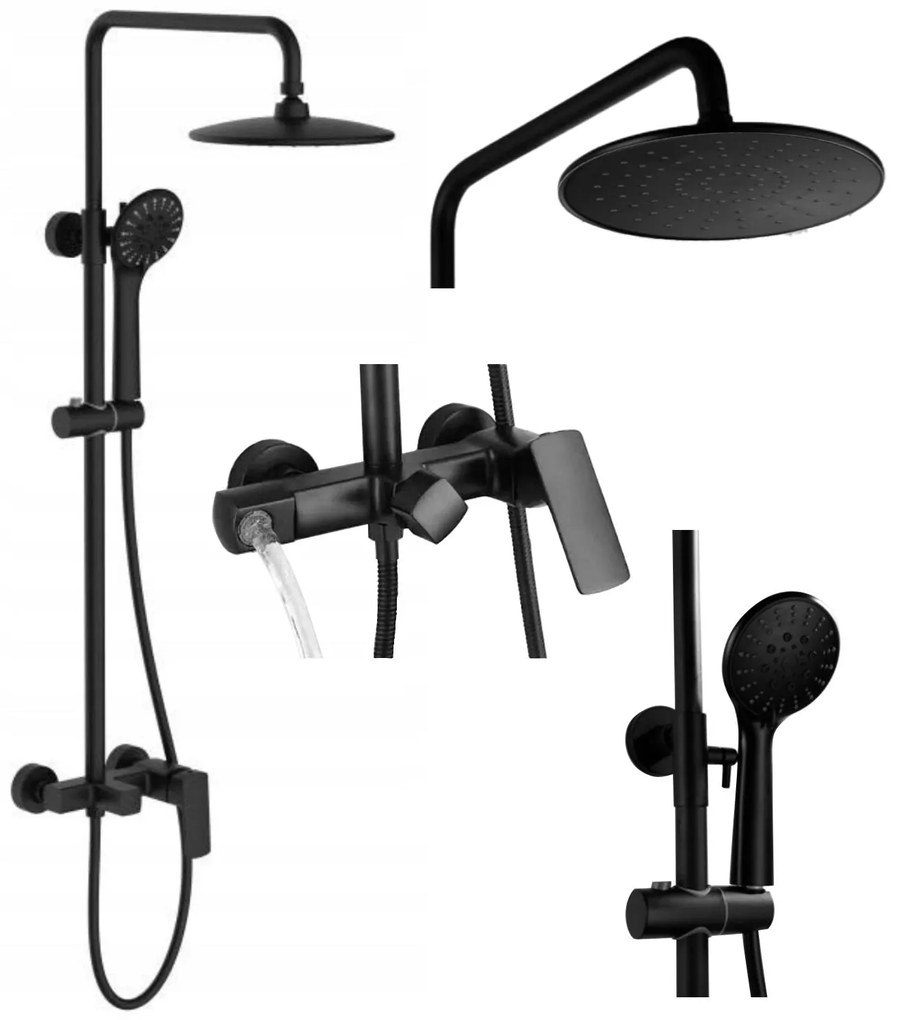Rea Roger - sprchový set s dolným výtokom, čierna, REA-P8003