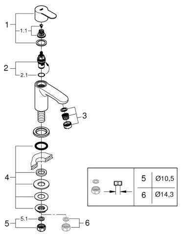GROHE 23039002 - Stojanová batéria EUROSTYLE COSMOPOLITAN veľkosť XS chróm