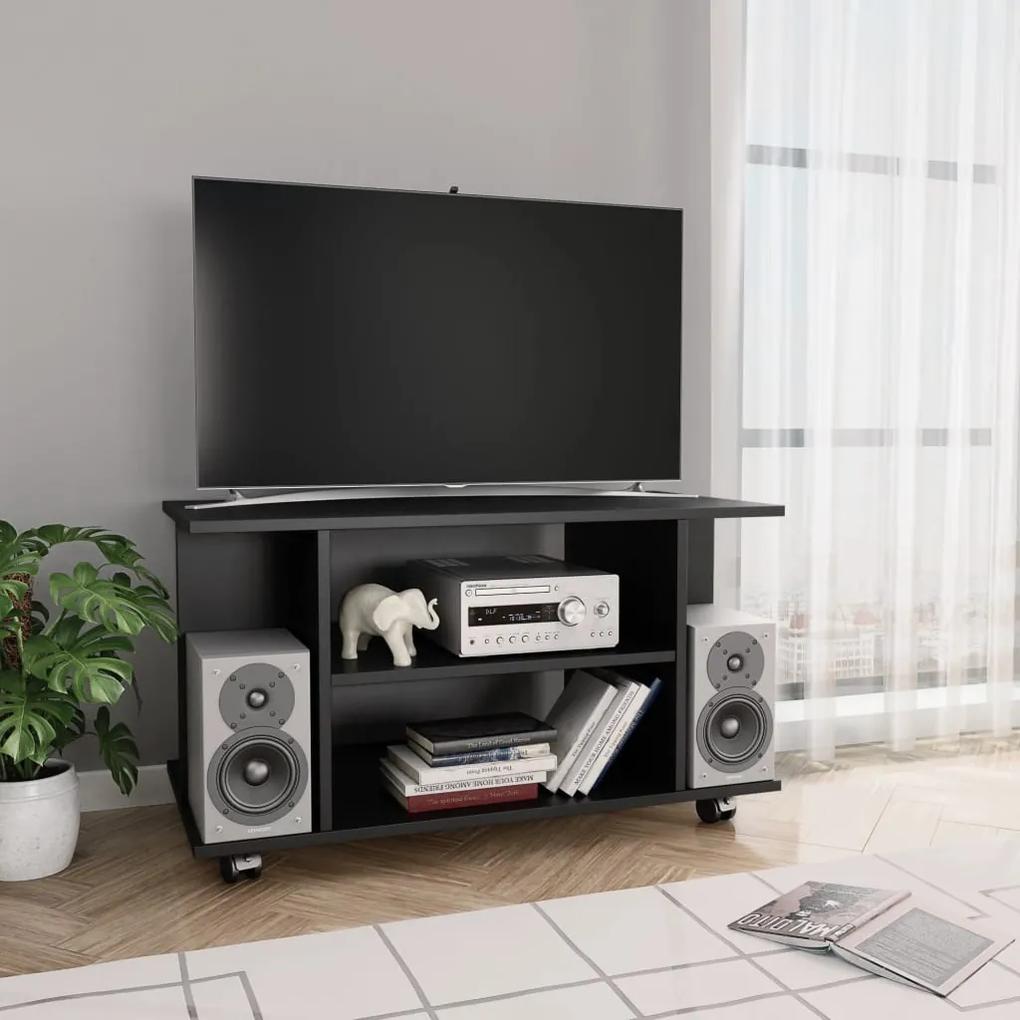 vidaXL TV skrinka s kolieskami čierna 80x40x40 cm drevotrieska