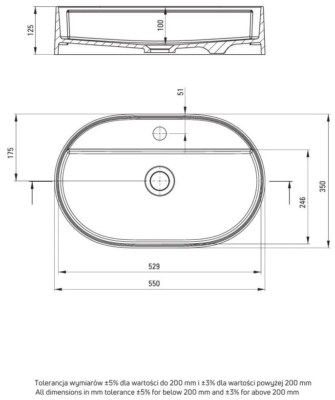 Deante Silia, granitové umývadlo na dosku 550x350x125mm, béžová, DEA-CQS_5U6B