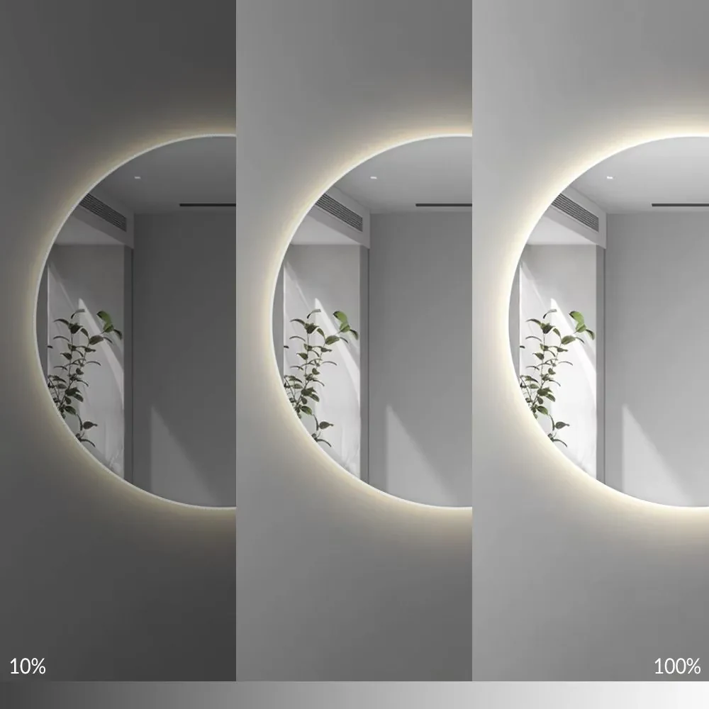 Rea Round, okrúhle LED zrkadlo s ryhovaným rámom 60 cm + bluetooth, HOM-06509