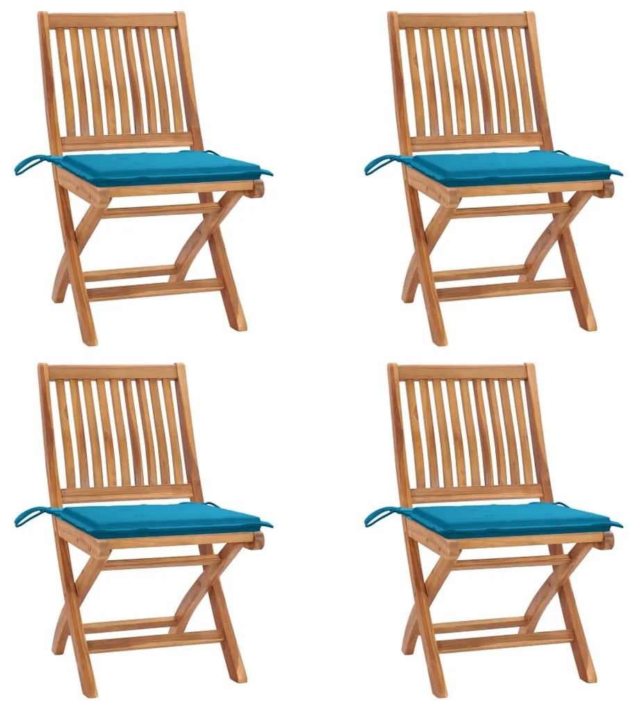 Skladacie záhradné stoličky s podložkami 4 ks tíkový masív 3072811