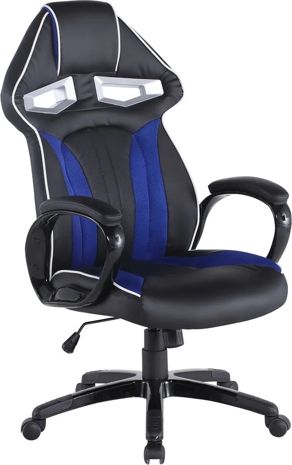 BEZDOTEKU Kancelárska stolička AVATAR čierna so modrými pruhmi