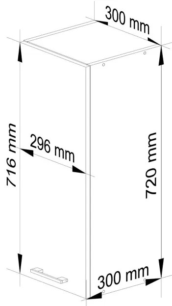 Horná kuchynská skrinka OLIWIA W 30 H720 biela / čierna, lesk