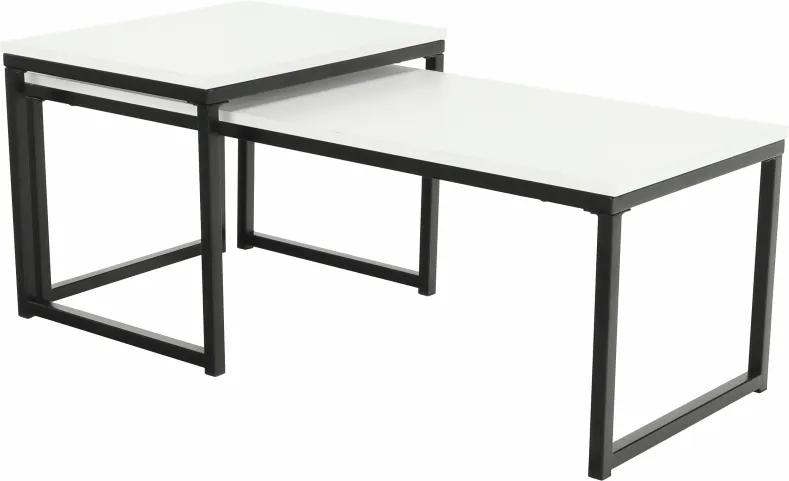 Set 2 konferenčných stolíkov, matná biela/čierna, KASTLER TYP 2