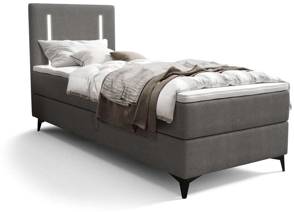 Jednolôžková posteľ 80 cm Ortega Comfort (tmavosivá) (s roštom a matracom, s úl. priestorom) (s LED osvetlením). Vlastná spoľahlivá doprava až k Vám domov. 1082677