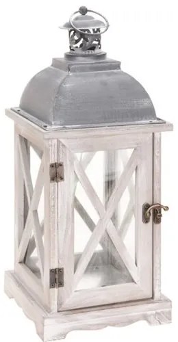 Drevený lampáš Trappeto biela, 16 x 41 cm,