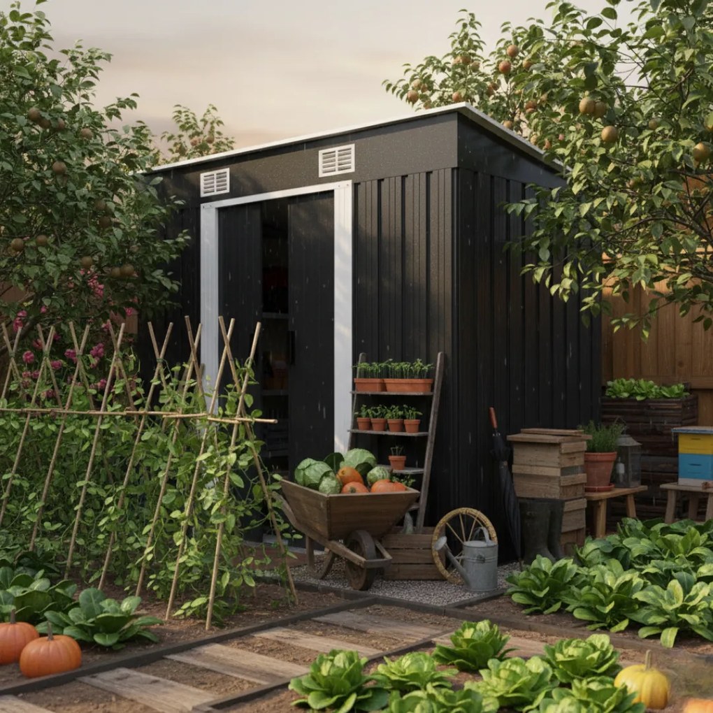 Záhradný domček na náradie L, 196x122x182cm,  antracitová Jurhan